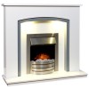 Adam in White &amp; Grey with Comet Electric Fire in Brushed Steel 48&quot; - Savanna