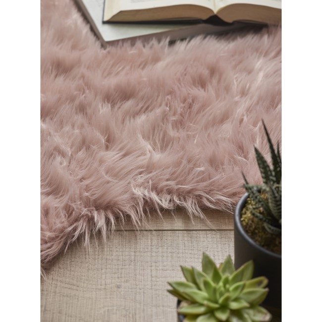 Pink Faux Sheepskin Rug - 60x90cm - Luxe