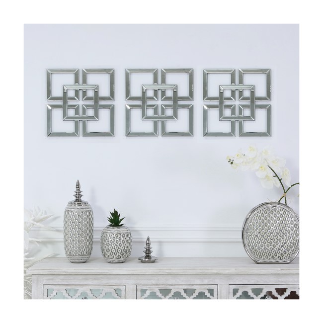 Geometric Mirrored Wall Décor Set of 3 - Aurora Boutique