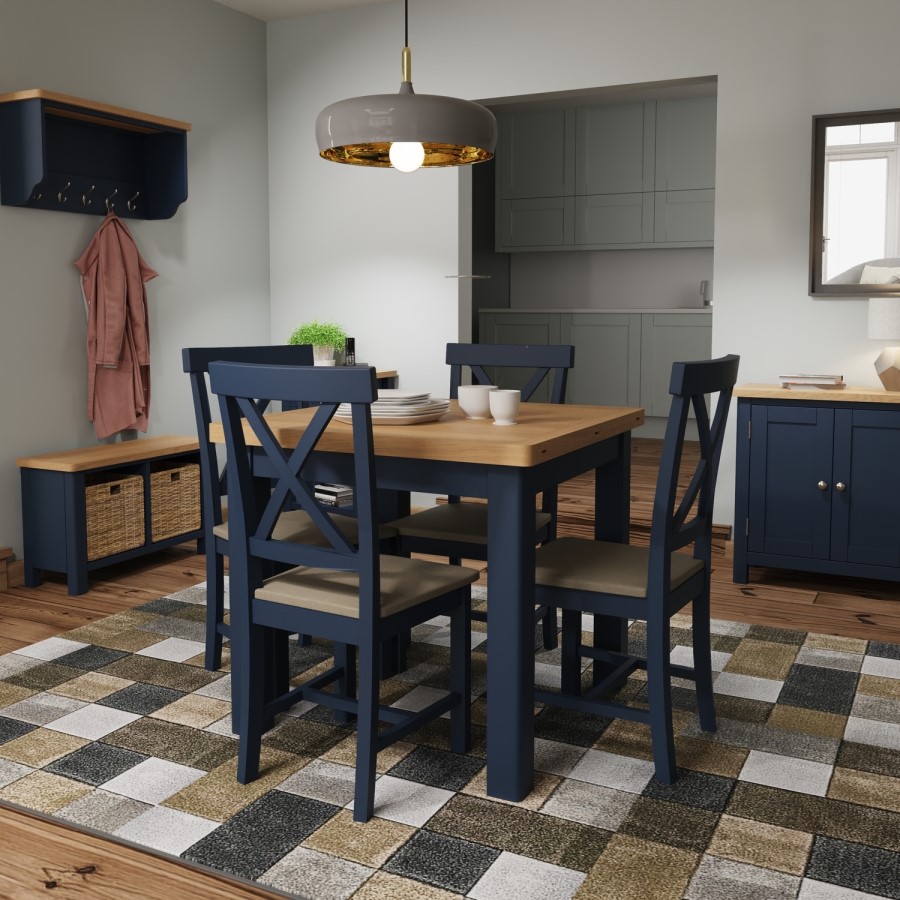 Navy & Oak Extendable Dining Table - Vriginia