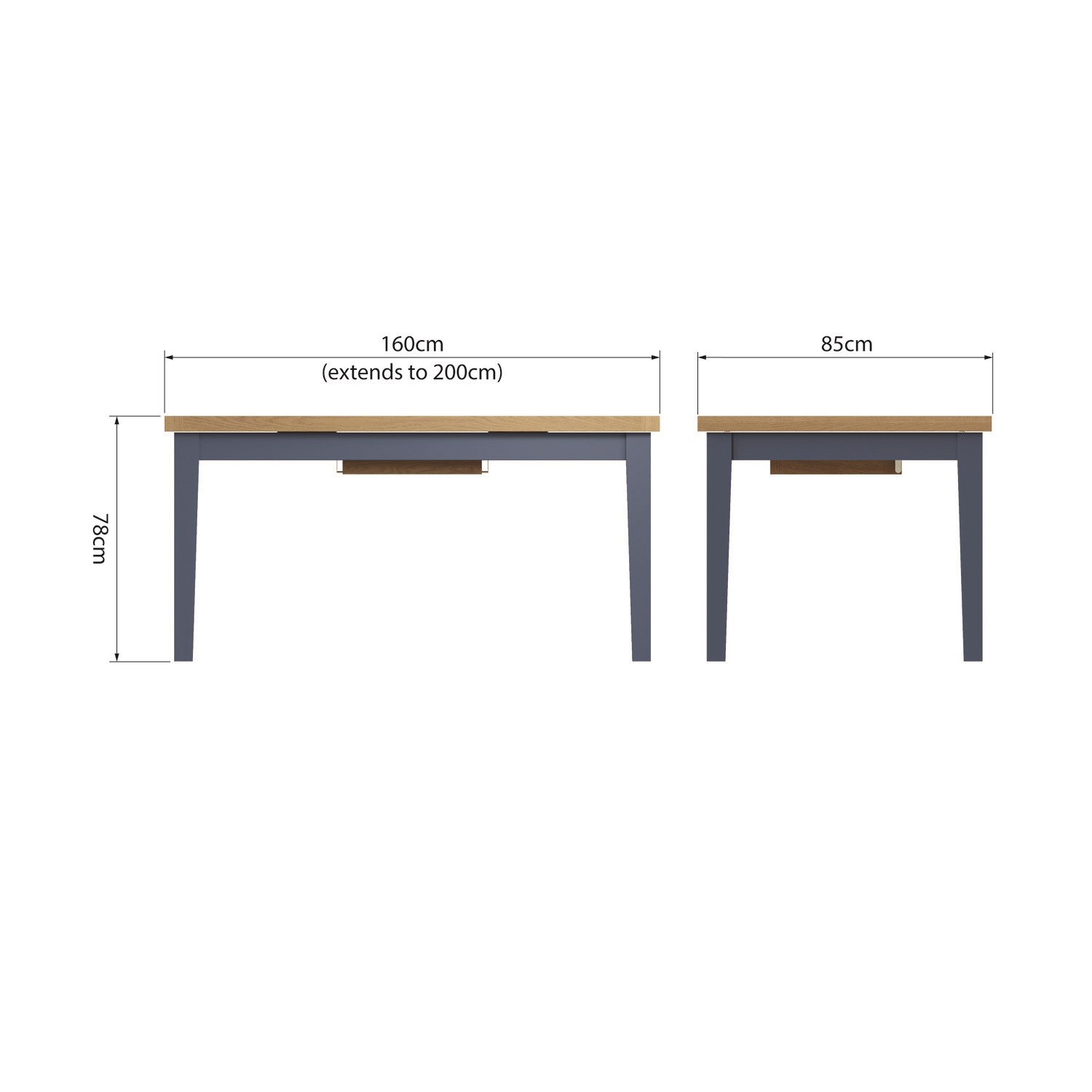 Read more about Navy & oak extendable dining table vriginia