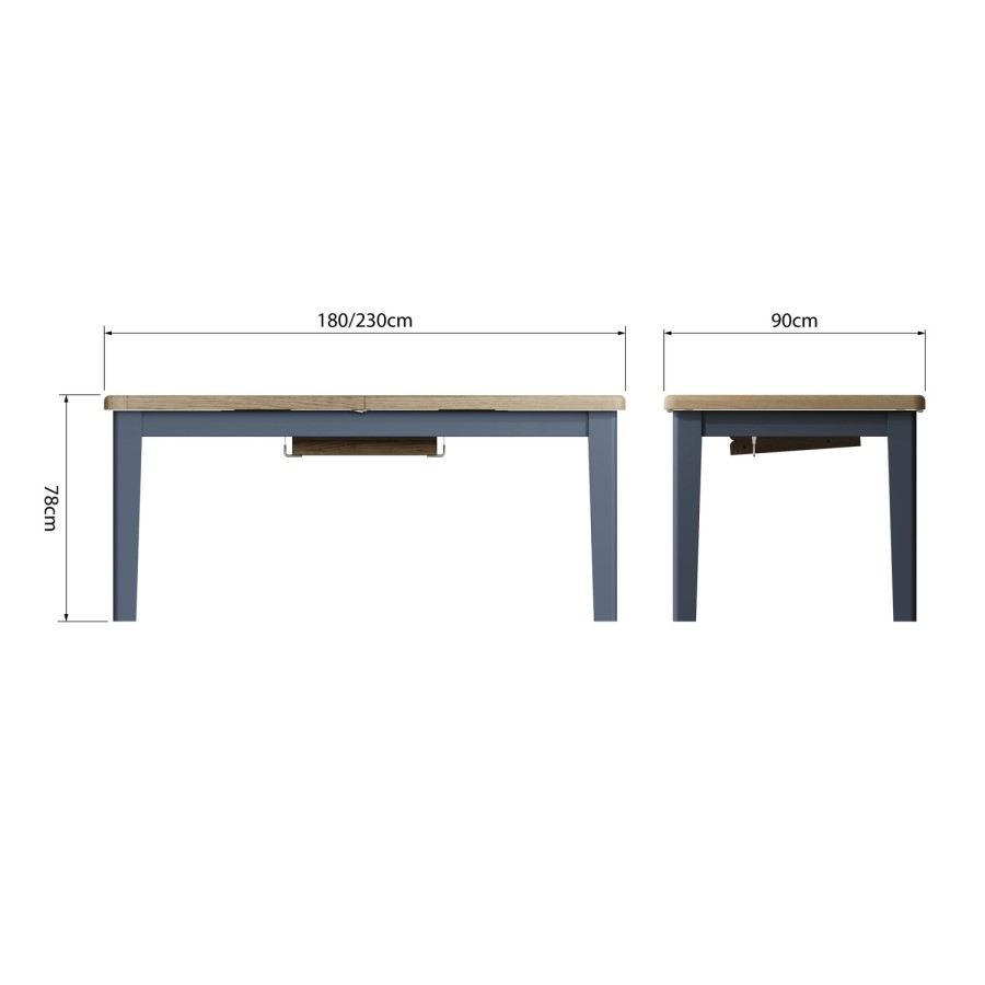 Navy & Oak Extendable Dining Table - Seats 8 - Pegasus