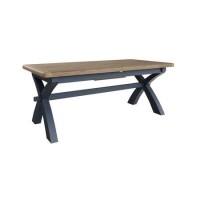 Navy & Oak Extendable Farmhouse Refectory Table - Seats 10 - Pegasus