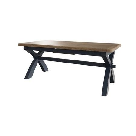 Navy & Oak Extendable Farmhouse Refectory Table - Seats 10 - Pegasus