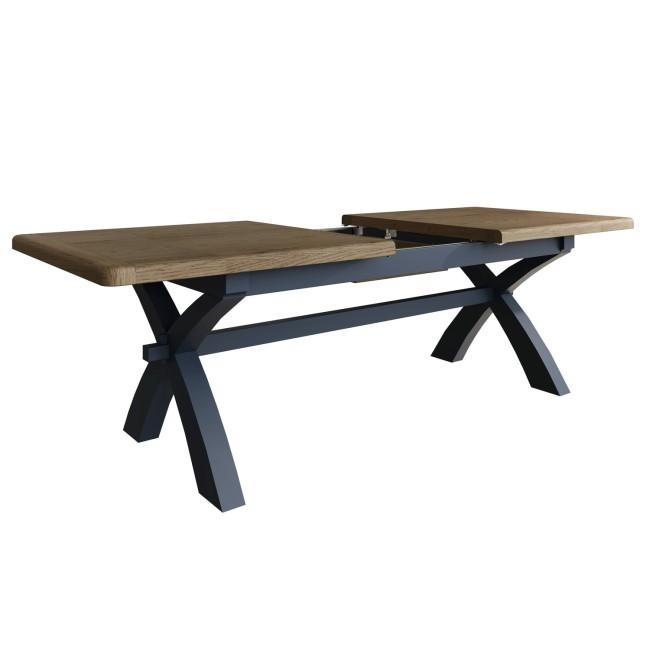 Navy & Oak Extendable Farmhouse Refectory Table - Seats 10 - Pegasus