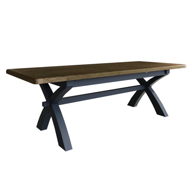 Navy & Oak Extendable Farmhouse Refectory Table - Seats 10 - Pegasus