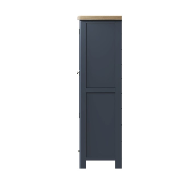 Tall Navy & Oak Kitchen Larder with Wicker Baskets - Pegasus