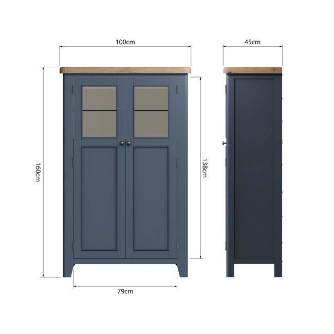 IMPERFECT - Navy & Oak Drinks Cabinet - Pegasus