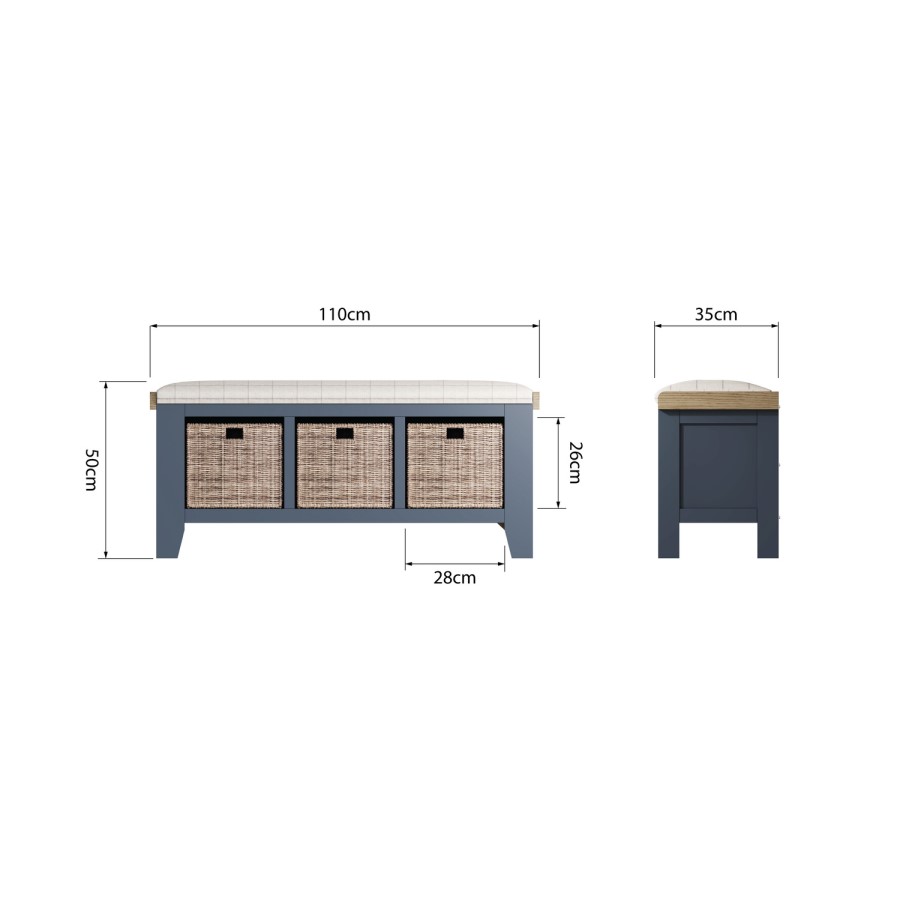 Navy Hallway Storage Bench - Pegasus