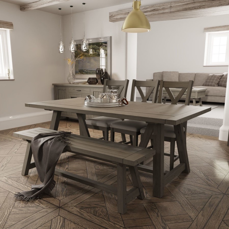 Grey Oak Trestle Table - Ambleside