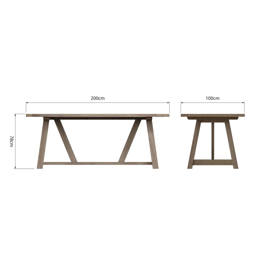 Grey Oak Trestle Table - Ambleside