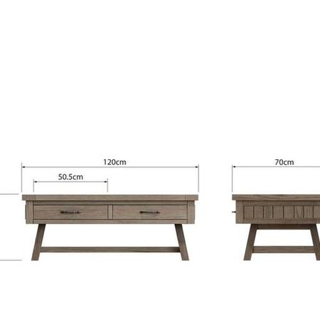 Large Grey Oak Coffee Table with Storage - Ambleside