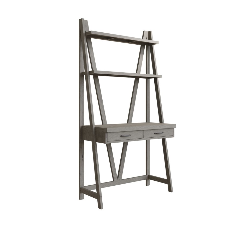 Grey Oak Desk with Bookcase & Storage - Ambleside
