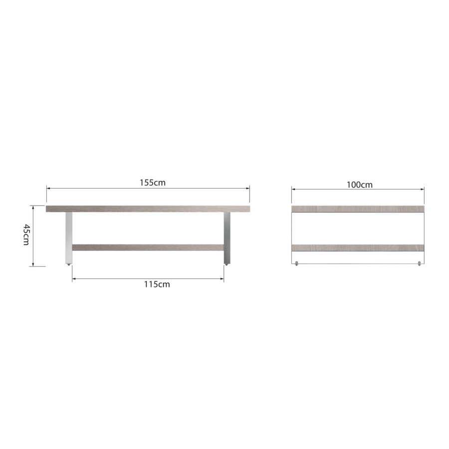 Large Grey Oak Effect Coffee Table - Arabella