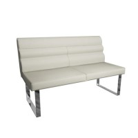 Taupe Faux Leather High Back Dining Bench - Arabella