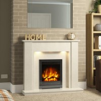 White Marble Freestanding Fireplace Surround with LED Lights - Be Modern