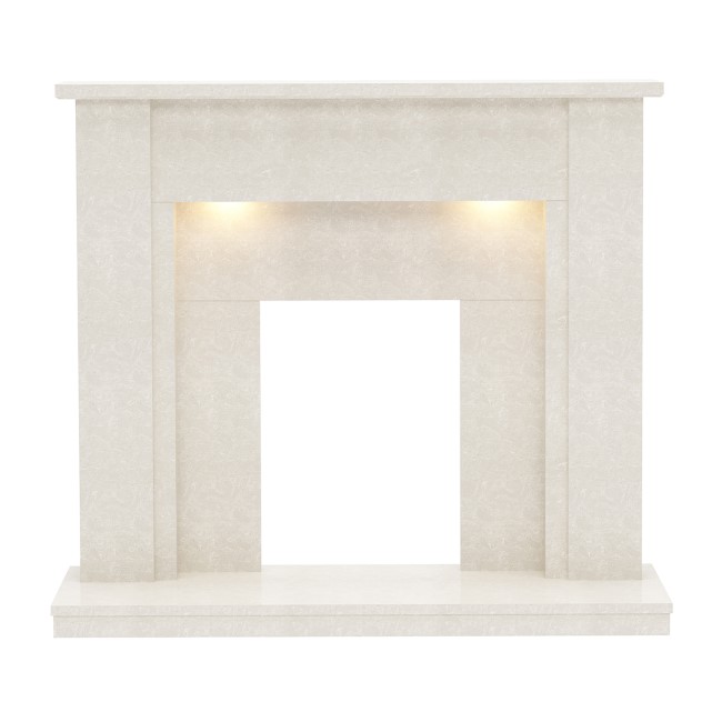 White Marble Freestanding Fireplace Surround with LED Lights - Be Modern