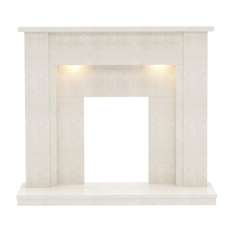 White Marble Freestanding Fireplace Surround with LED Lights - Be Modern
