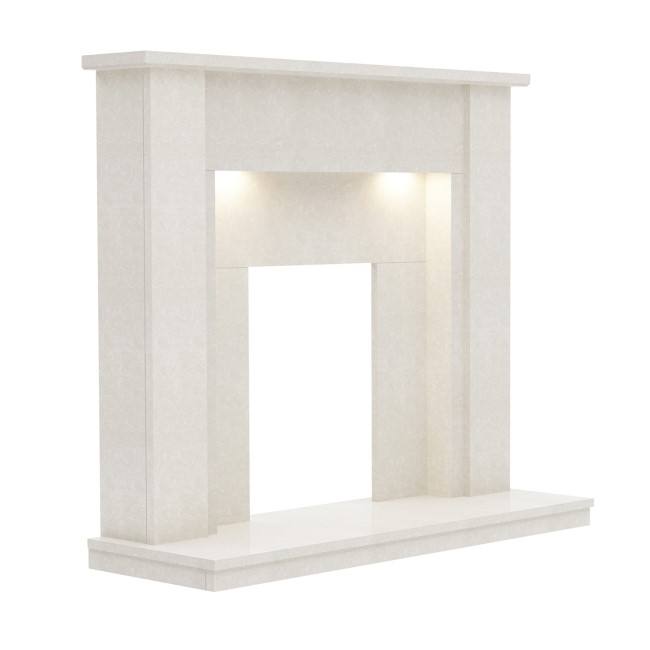 White Marble Freestanding Fireplace Surround with LED Lights - Be Modern