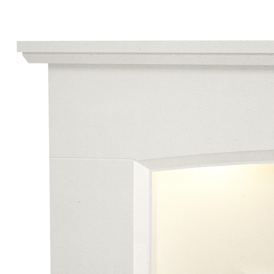 White Marble Fireplace Surround with LED Lights - Be Modern Emelia