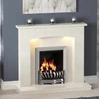 White Marble Freestanding Electric Fireplace Suite with LED Lights - Be Modern Isabelle