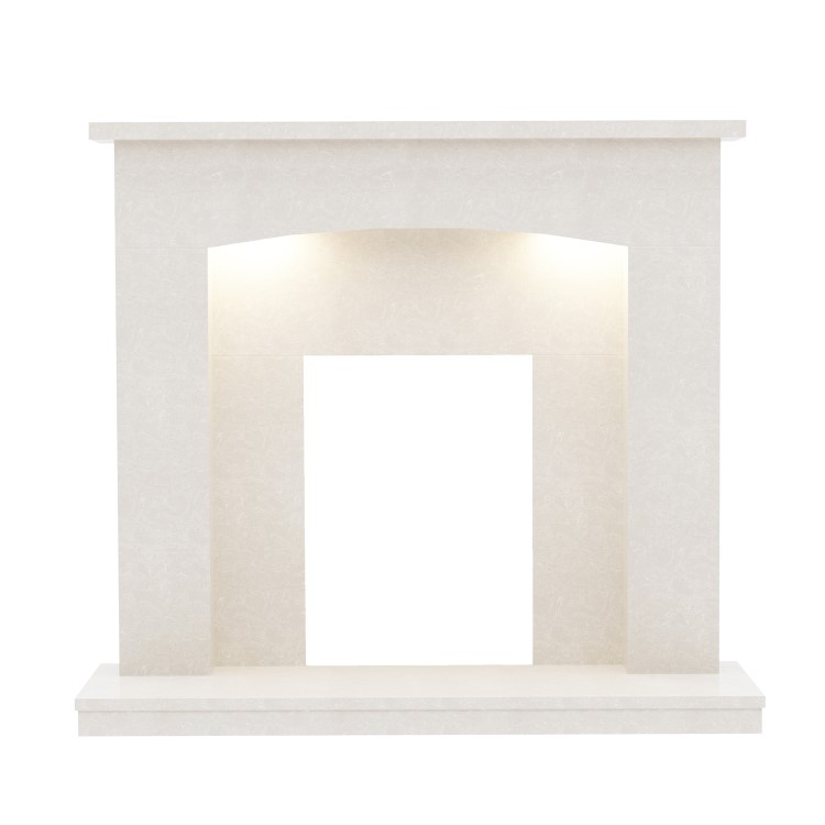 White Marble Freestanding Electric Fireplace Suite with LED Lights - Be Modern Isabelle