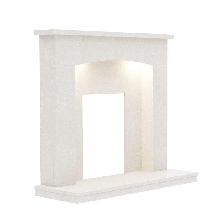 White Marble Freestanding Electric Fireplace Suite with LED Lights - Be Modern Isabelle