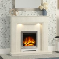 White Marble Fireplace Surround with LED Lights - 48 Inch - Be Modern Madalyn