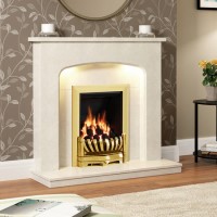 White Marble Freestanding Fireplace Surround with LED Lights - Be Modern Tasmin