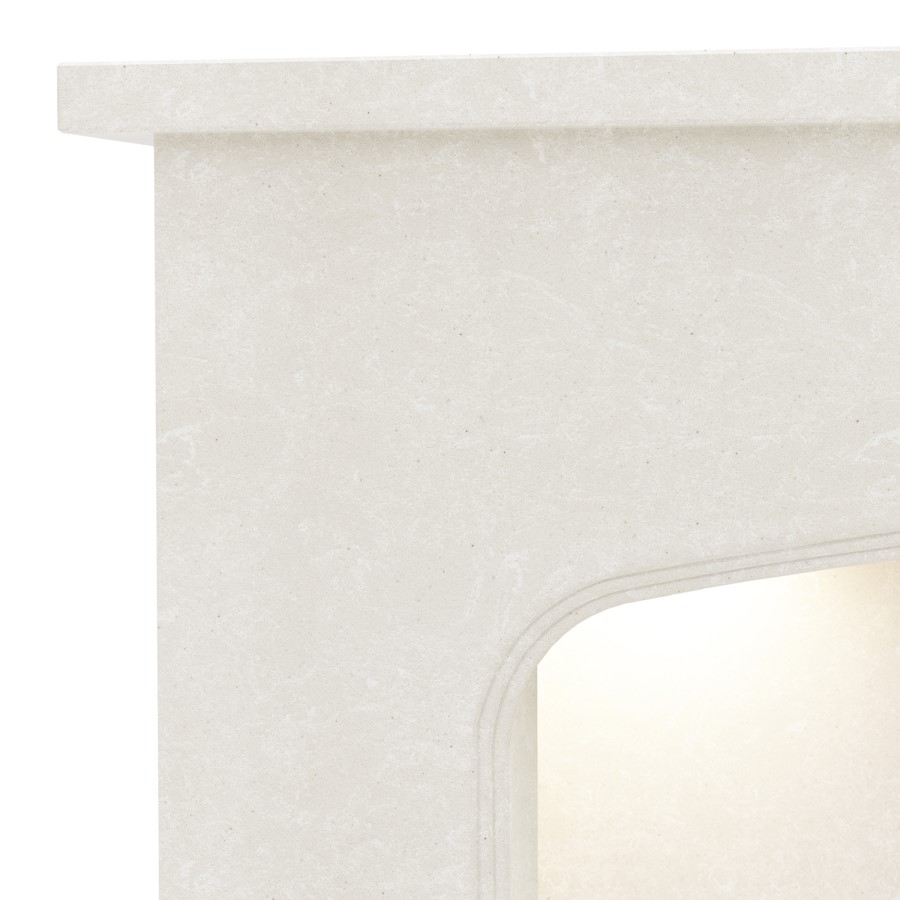White Marble Freestanding Fireplace Surround with LED Lights - Be Modern Tasmin