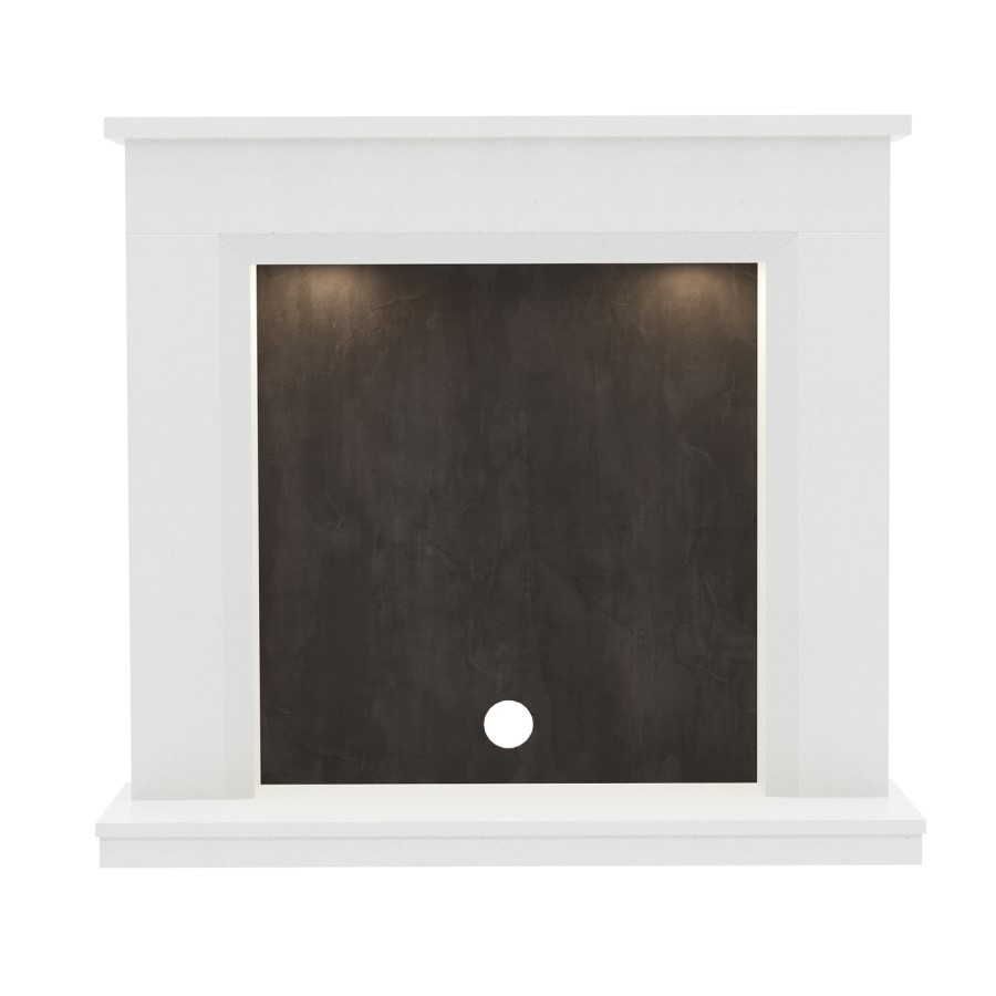 White and Grey Marble Electric Fireplace Suite with LED Lights - Be Modern Millgate