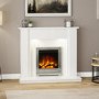 White Marble Freestanding Electric Fireplace Suite with LED Lights - Be Modern Elda