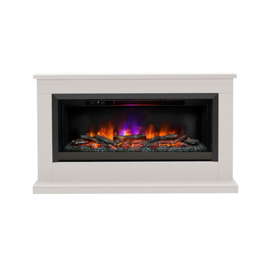 White and Grey Freestandsing Electric Fireplace Suite - 52 Inch - Be Modern Hansford