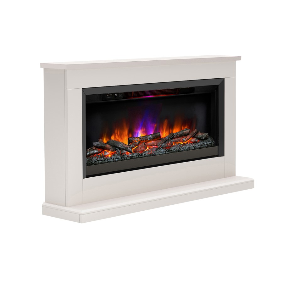 White and Grey Freestandsing Electric Fireplace Suite - 52 Inch - Be Modern Hansford