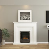 White Freestanding Electric Fireplace Suite with Chrome Insert - Be Modern