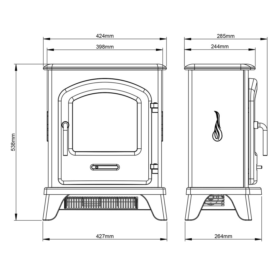 Grey Cast Iron Electric Stove Fireplace - Be Modern Serrano