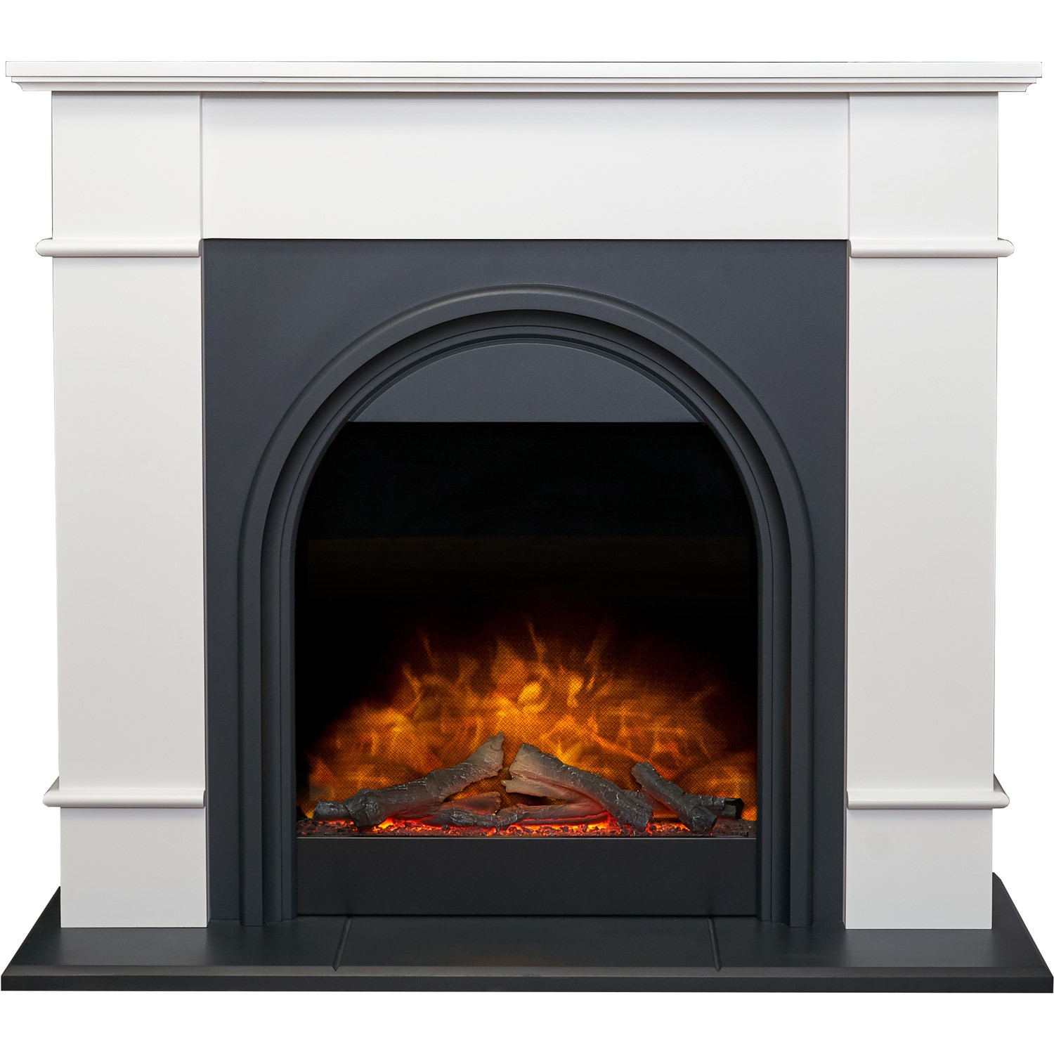 Photo of Adam white and grey electric fireplace suite 44 - chesterfield