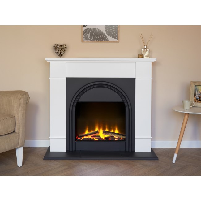 Adam Chesterfield White & Grey Electric Fireplace Suite 44 Inch