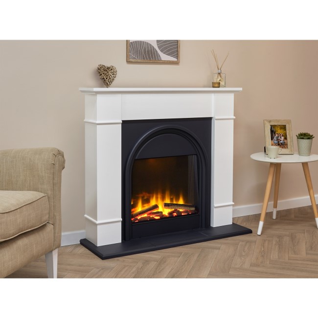 Adam Chesterfield White & Grey Electric Fireplace Suite 44 Inch