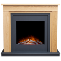Oak and Grey Freestanding Electric Fireplace Suite - 43 Inch - Adam