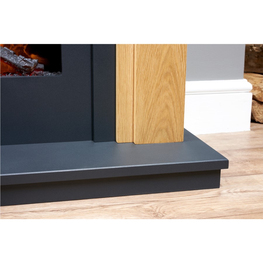 Oak and Grey Freestanding Electric Fireplace Suite - 43 Inch - Adam
