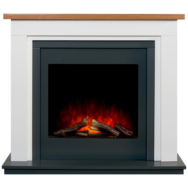 Adam Brentwood White and Black Freestanding Electric Fireplace Suite 43 Inch