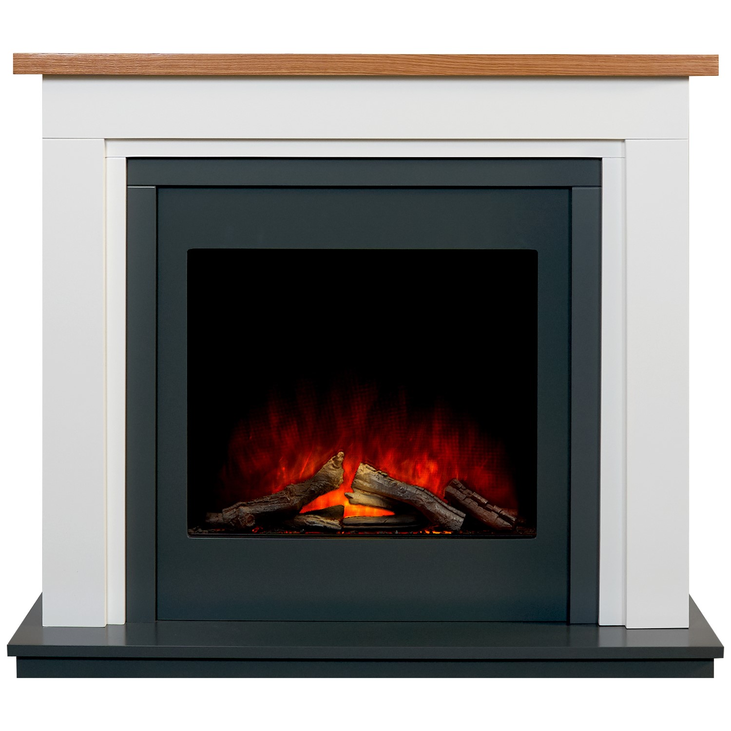 Photo of Adam white and black freestanding electric fireplace suite 43 - brentwood