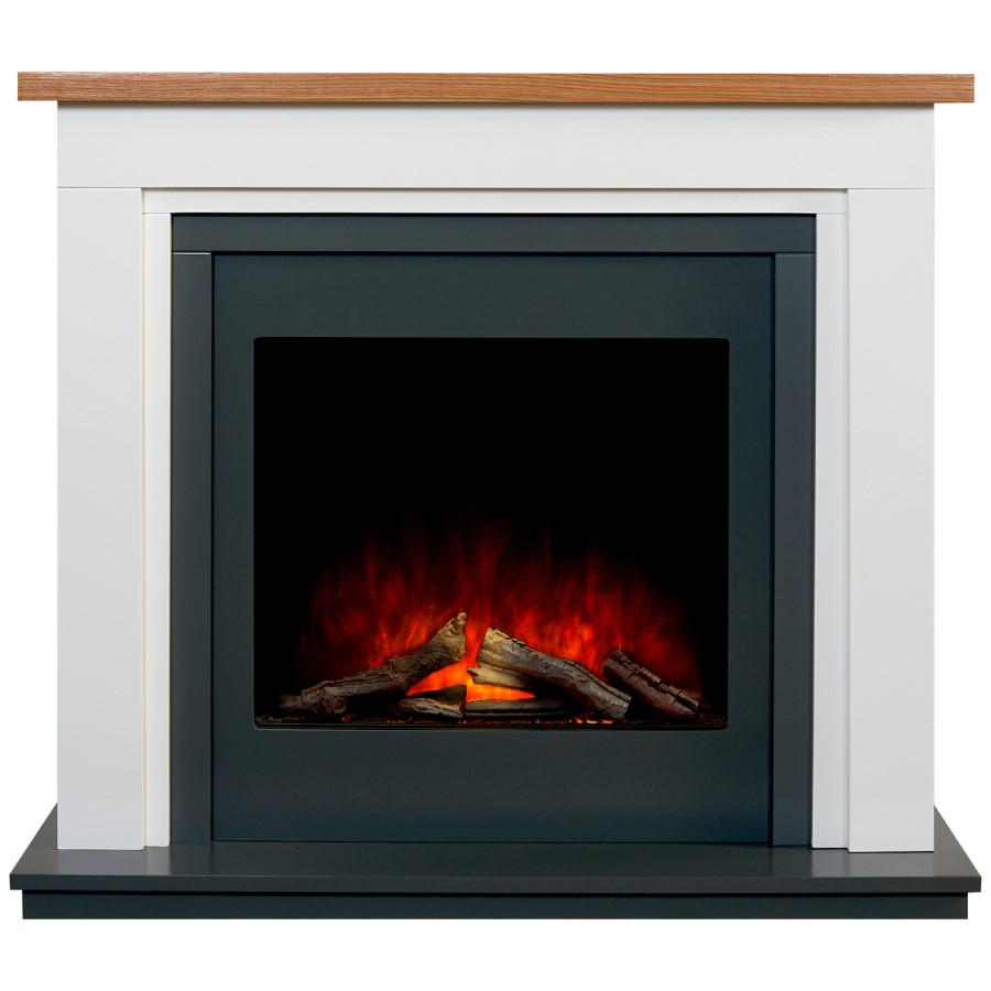 Adam Brentwood White and Black Freestanding Electric Fireplace Suite 43 Inch