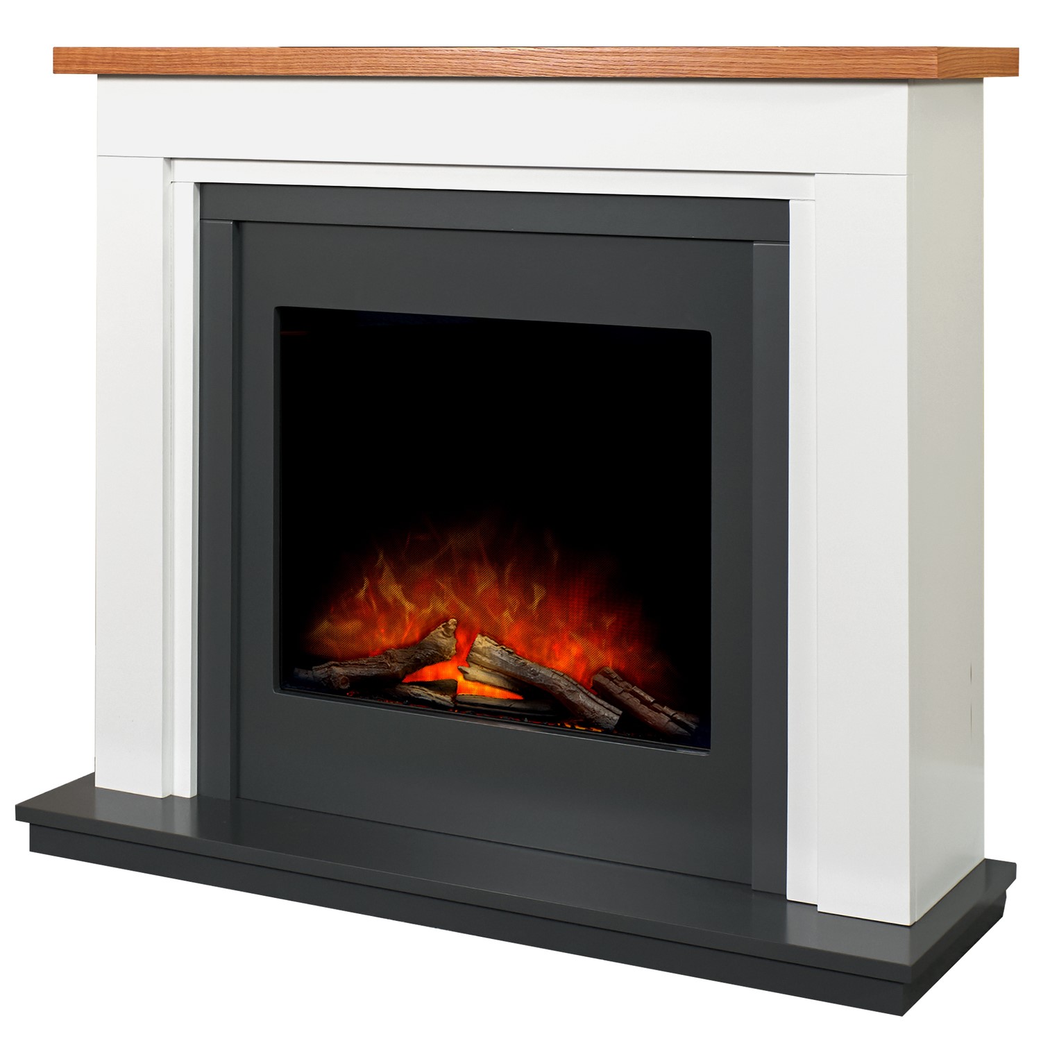 Read more about Adam white and black freestanding electric fireplace suite 43 brentwood