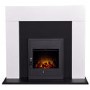 Miami Fireplace in Pure White & Black with Oslo Electric Inset Stove in Black 48 inch