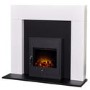 Miami Fireplace in Pure White & Black with Oslo Electric Inset Stove in Black 48 inch