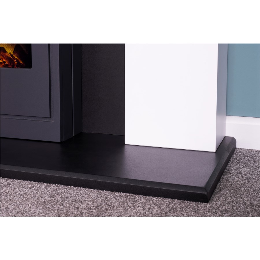 Miami Fireplace in Pure White & Black with Oslo Electric Inset Stove in Black 48 inch
