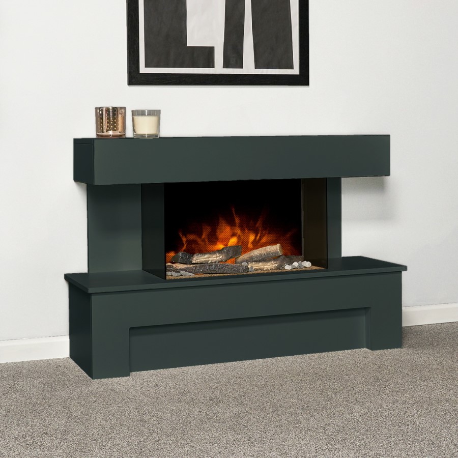 Adam Fireplace Suite with Remote Control in Charcoal Grey 43" - Havana