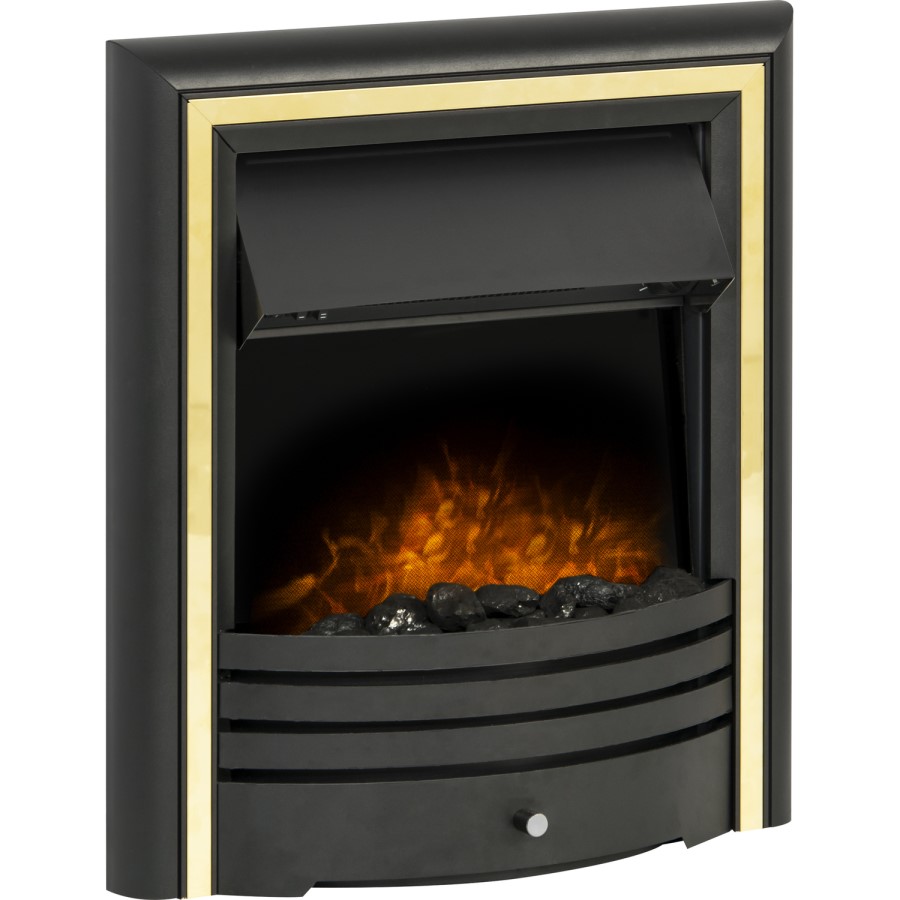 Adam Black and Brass Inset Electric Fireplace - Cambridge